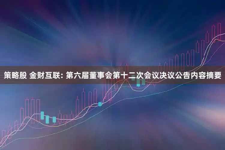 策略股 金财互联: 第六届董事会第十二次会议决议公告内容摘要
